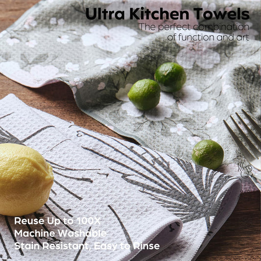 Premium Waffle Microfiber Kitchen Towels - Quick Dry, Absorbent, Reusable Cleaning Dish Towels, Lightweight Tea Towels & Hand Towels, Sustainable Decorative Cloth Dish Towels,Set of 2,30x18 Inches